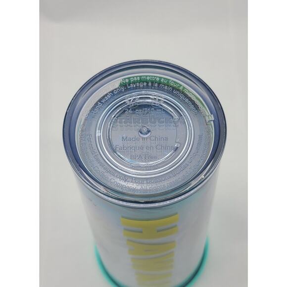 Starbucks 2014 Hawaii 24oz Tumbler Green Blue Palm Tree - Picture 3 of 5